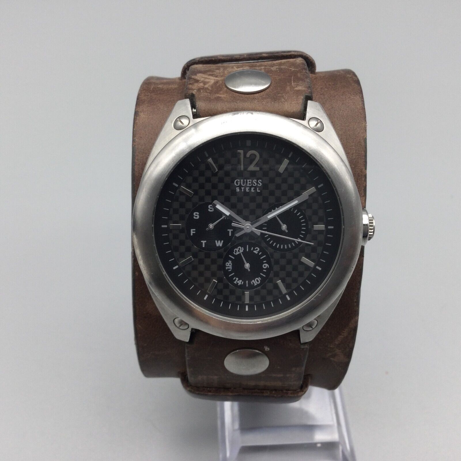 Guess leather outlet cuff watch