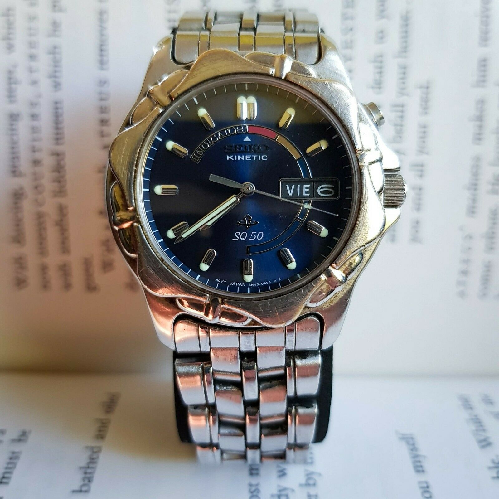 Vintage Seiko Kinetic SQ50, men's watch Working, 5M43-0A50