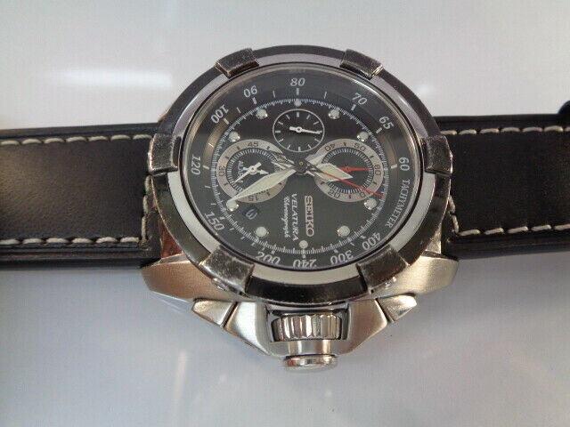 SEIKO VELATURA CHRONOGRAPH MENS WATCH 7T62-0HD0 DATE QUARTZ