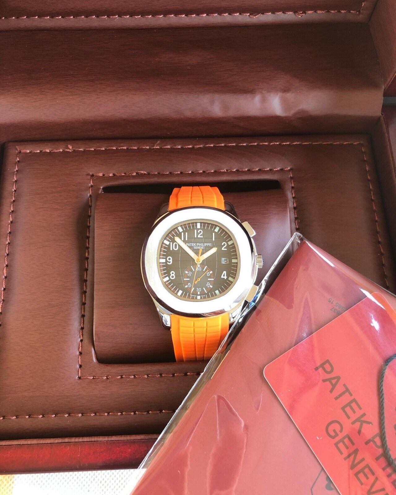 Patek Philippe 5968A-001 Aquanaut Chronograph Steel & Orange Rubber -  Luxury Watches USA