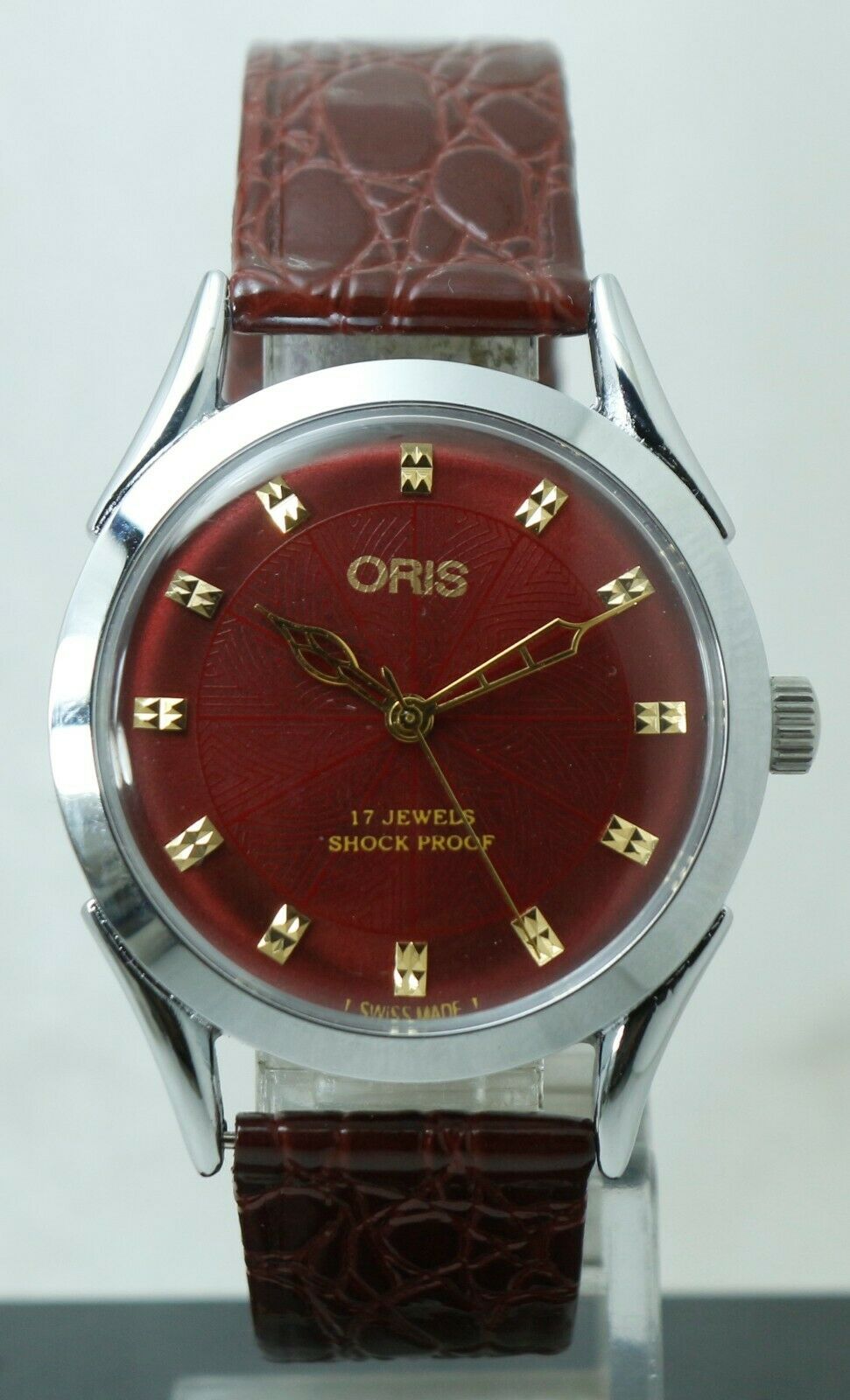 Vintage ORIS Red Dial 17 Jewels FHF ST 96 Hand winding Luxury