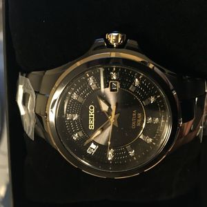 Authentic Seiko Mens Solar Coutura Diamond Black PVD Steel Bracelet Watch  SNE506 | WatchCharts