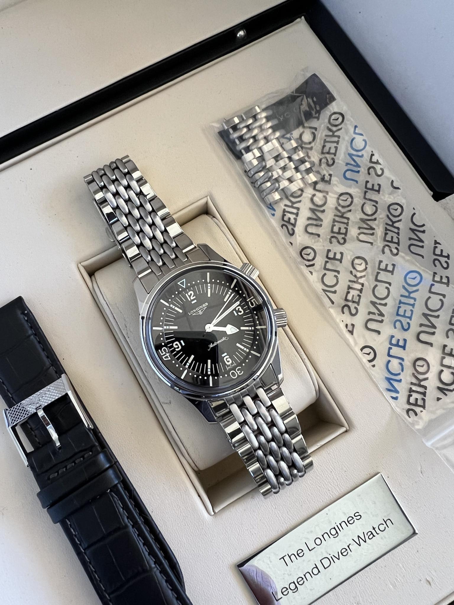 WTS Longines Legend Diver NO DATE box and card manual plus Uncle