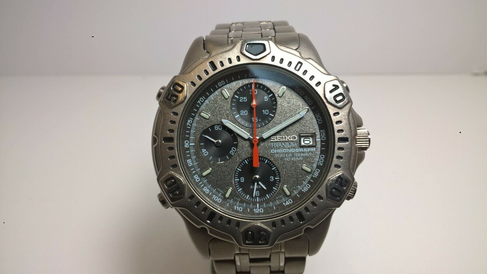 Rare Seiko Speedmaster Titanium Grey Ghost SBBP019 7T32