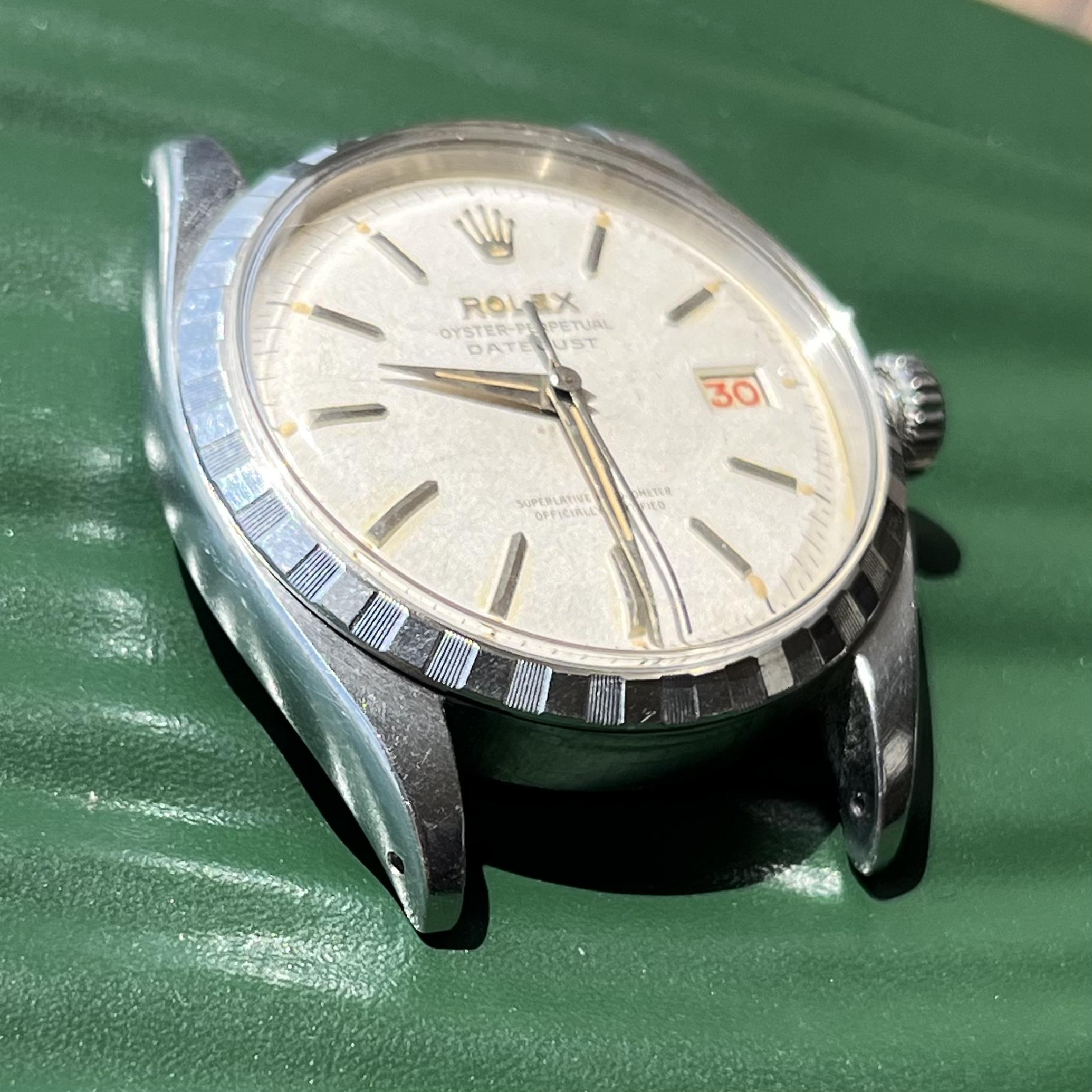 FS Rolex Datejust 6605 ca 1957 w matte white dial checkerboard