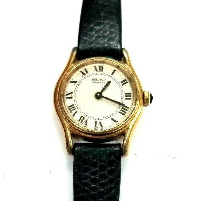 Vintage Seiko 1400 0020 SGP Gold Tone Leather Band Petite Ladies