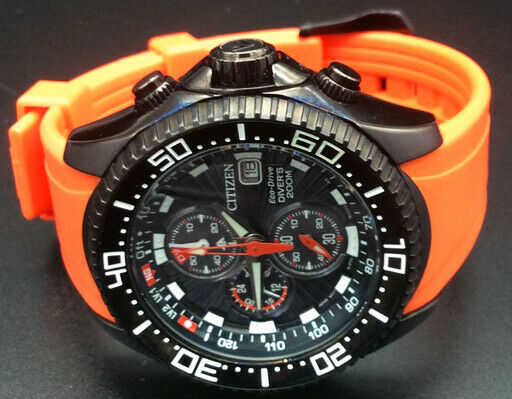 CITIZEN PROMASTER クロノグラフ オレンジ CITIZEN MENS PROMASTER DEPTH METER CHRONO ORANGE DIVERS WATCH