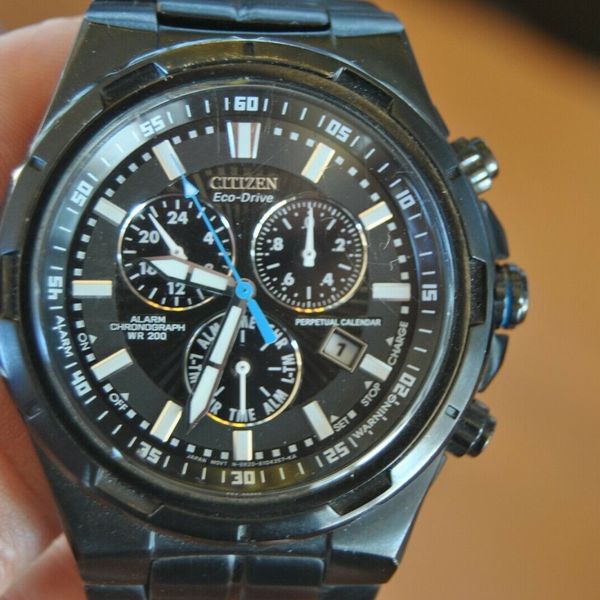 Citizen Eco Drive WR 200 E820 Alarm Chronograph Mens Watch Perpetual & CD manual WatchCharts