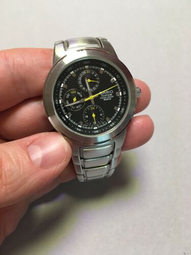 SS CASIO Edifice EF-308 Analogue Black Dial Yellow Hands