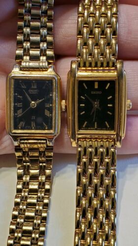 SEIKO V401-5650 R1 & V401-5122 R0 ALL GOLDTONE BLACK DIAL WOMEN'S DRESS  WATCHES | WatchCharts