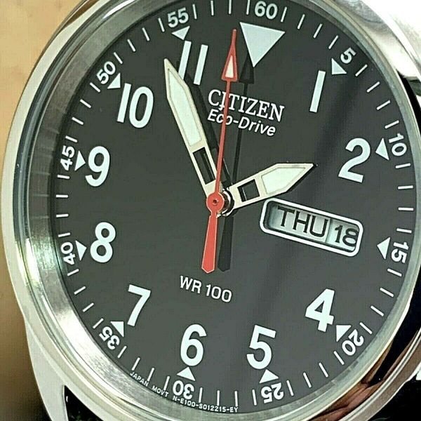 Citizen EcoDrive Men's BM818003E Black Dial Day Date 37mm Canvas