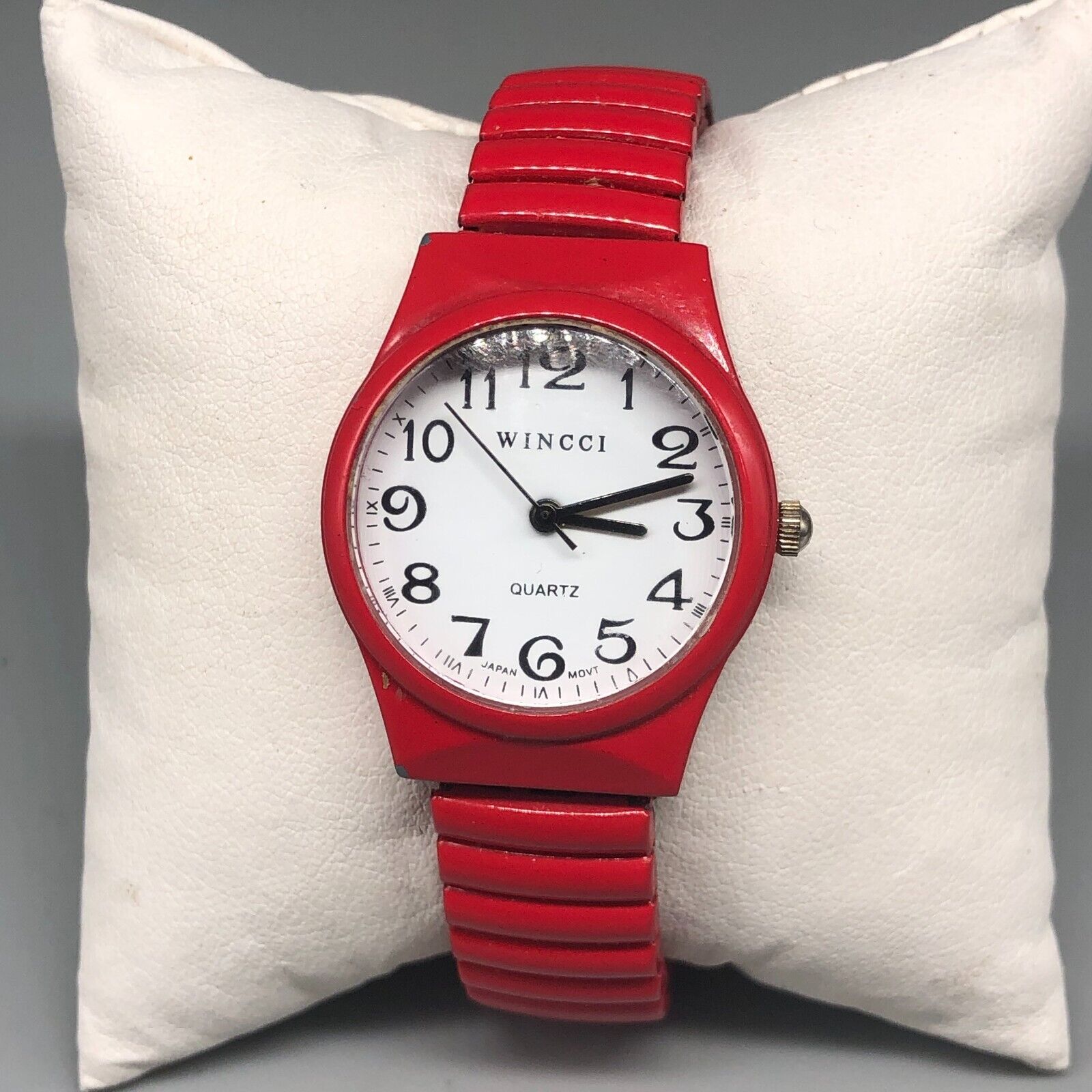 Wincci Watch Womens Ladies All Red Round White Dial Stretch Band