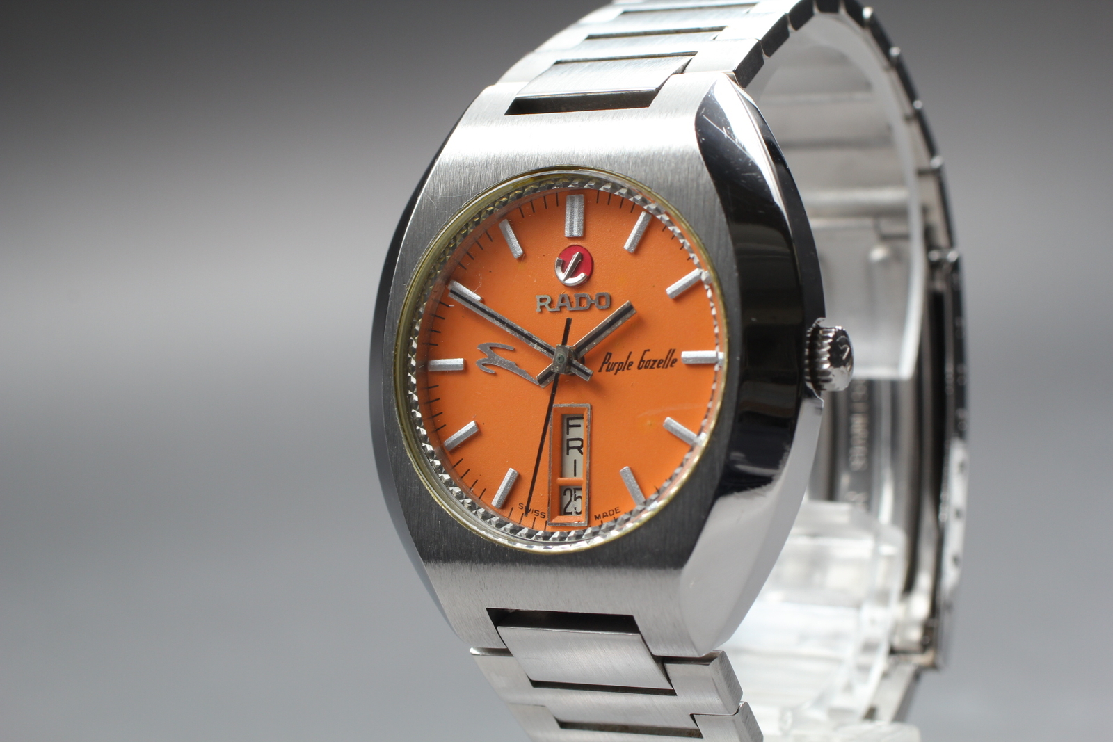 Exc+5] RADO Purple Gazelle 625.7913.4 Orange Auto 17J Men's Watch