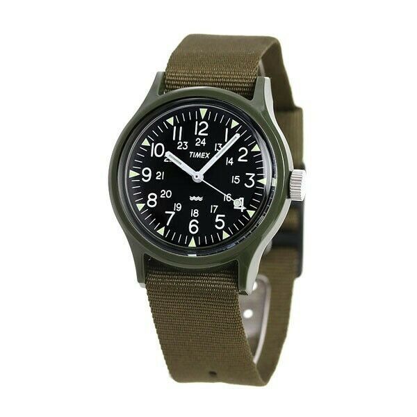 Timex Military Inspired MK1 Vietnam Campers 36mm Black Dial Khaki Strap ...