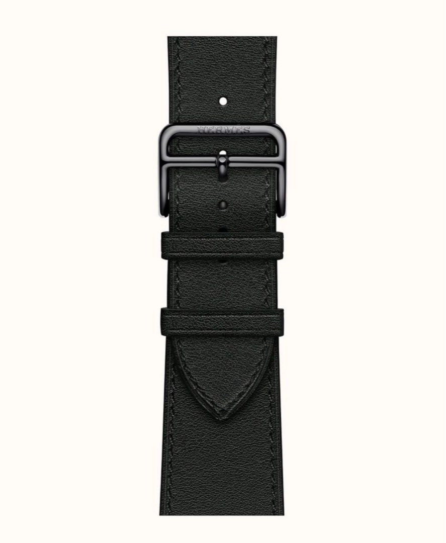 Hermes Apple Watch Strap Hermes 44mm Noir Swift Leather Attelage