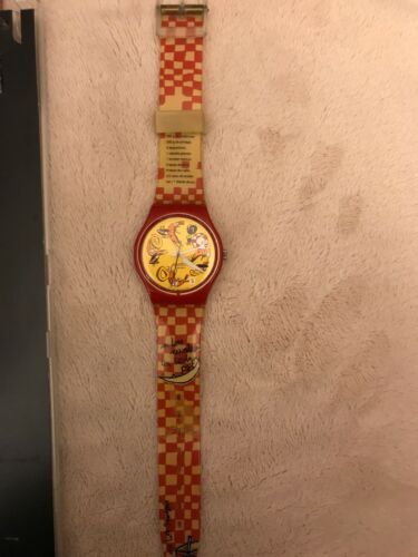 Vintage Swatch Red and Yellow Paella Watch Old Stock Vintage 1993Gn129 Paella Swatch Watch | eBay main image 2