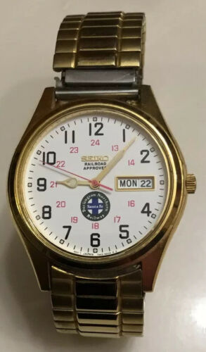 Vtg Seiko Railroad Approved Men's Watch 7N43-9048 Burlington