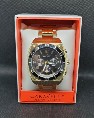 Caravelle New York by Bulova 45A111 Mens Gold Dial Chronograph Quartz Watch WatchCharts Marketplace