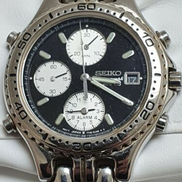 Seiko Alarm Quartz Chronograph Watch Sports Seiko 7T32 6G20 Fully