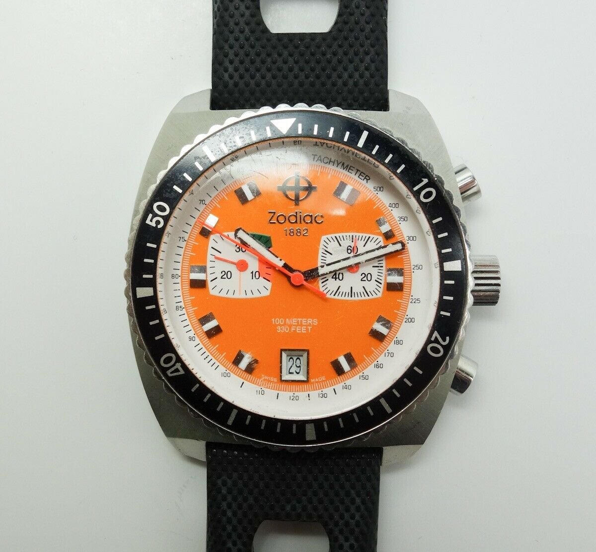 Zodiac Z02209 Seadragon Chronograph Orange Dial Date Wristwatch