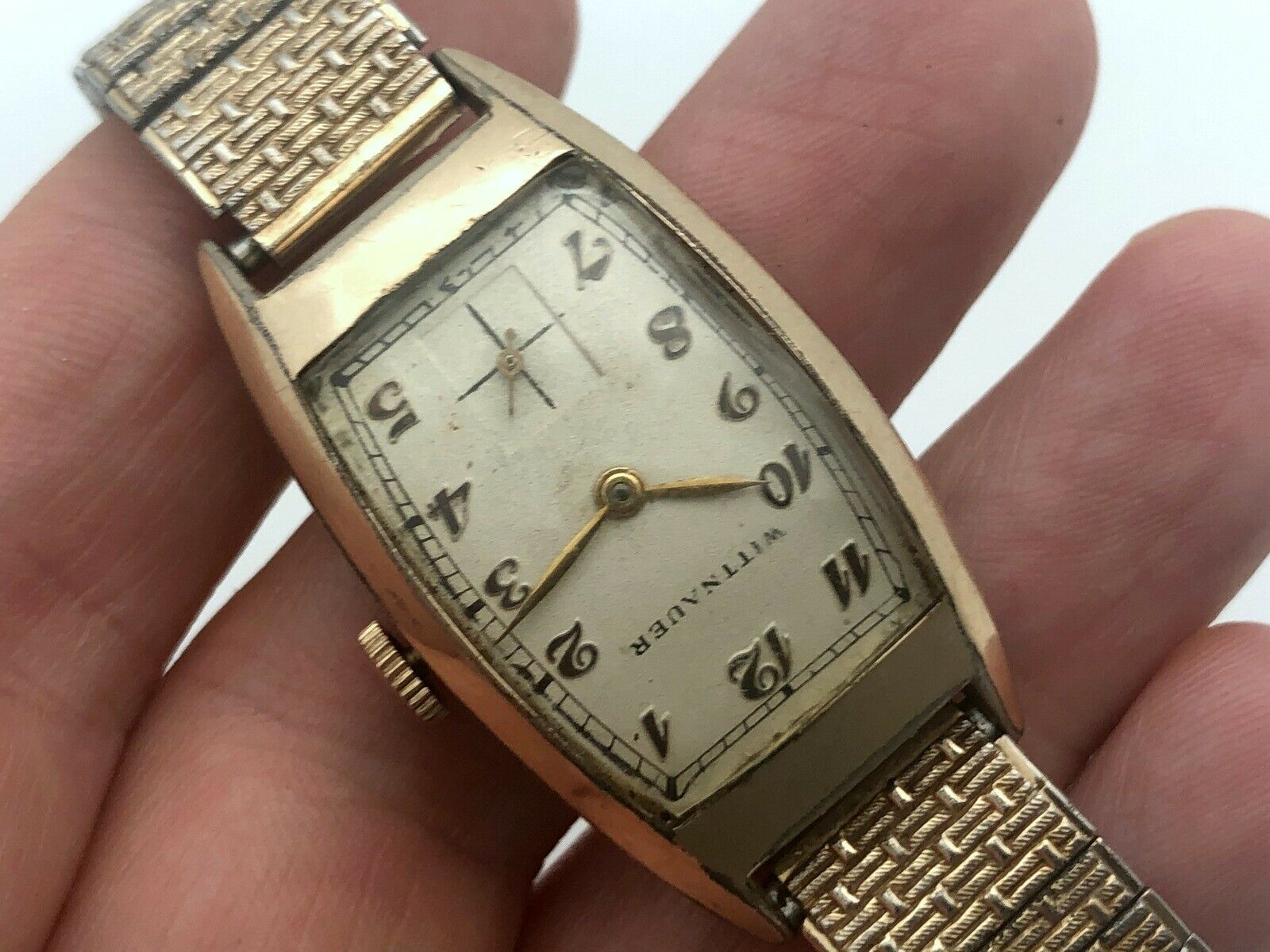 1940 s WITTNAUER LONGINES ART DECO CURVED GOLD FILED STEEL BACK HAND WIND BOX WatchCharts Marketplace