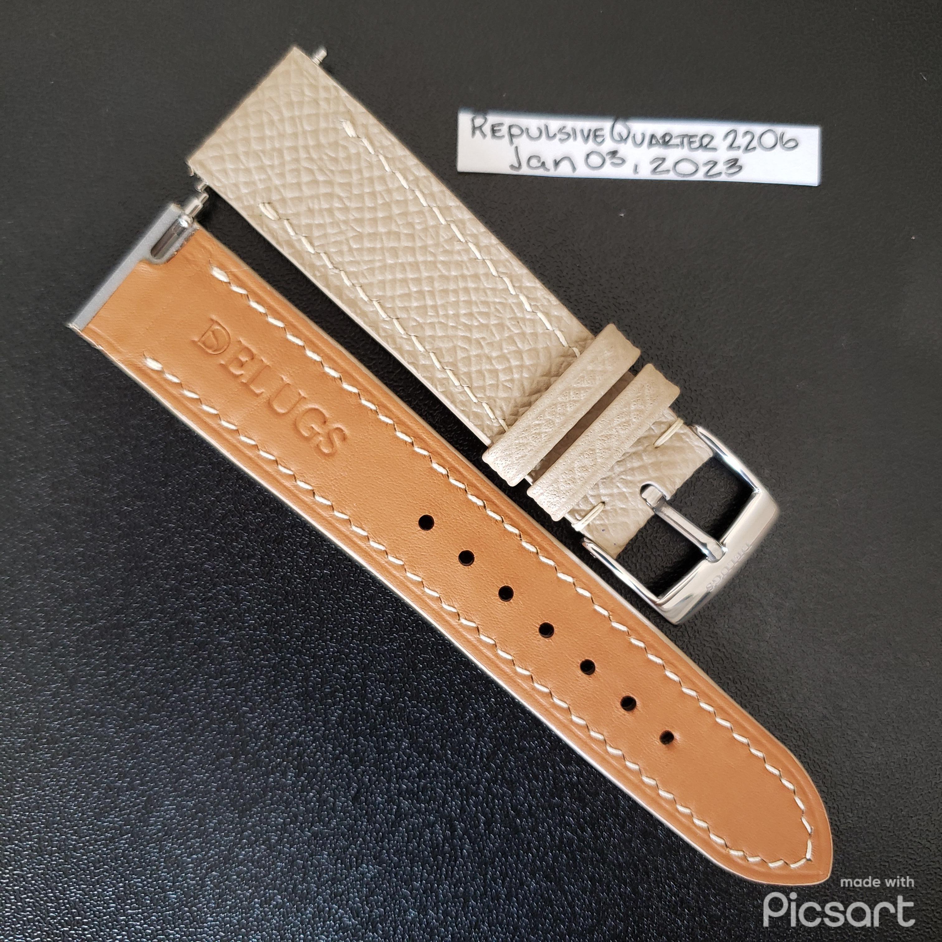 Taupe Epsom Cartier Tank Strap - Delugs