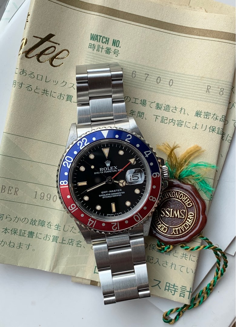 1990 Rolex GMT Master 16700 Pepsi with Box Papers WatchCharts