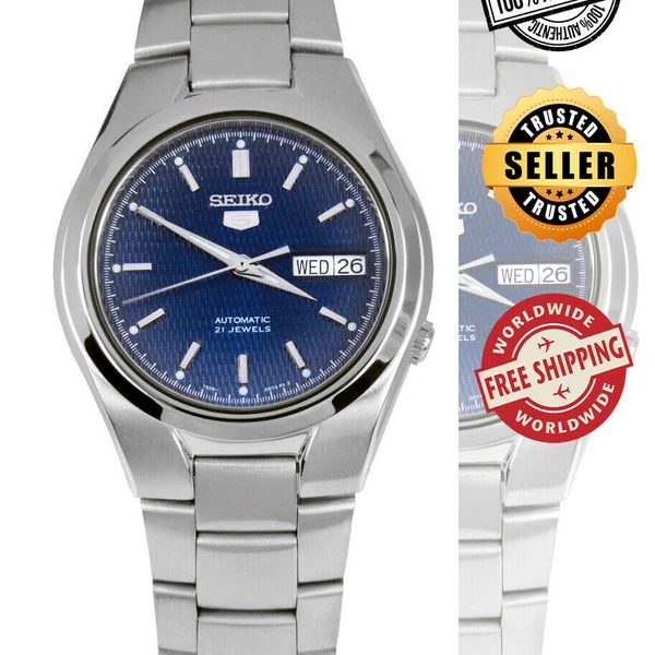 Seiko 5 Automatic SNK603 SNK603K1 Men Blue Dial Day Date Stainless ...