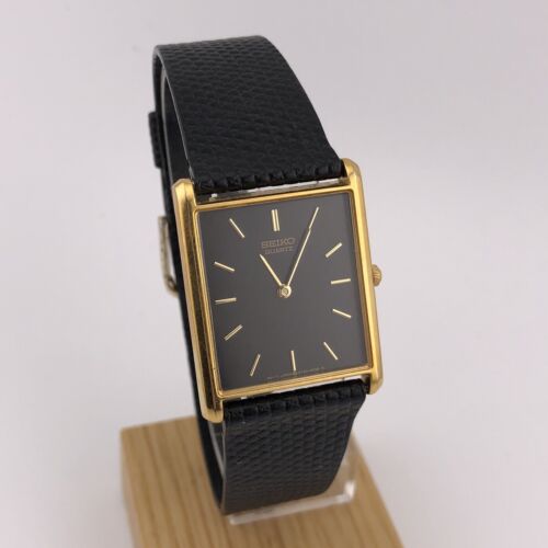 Vintage Seiko Watch Men Black Gold 5Y30 5069 Original Leather Band