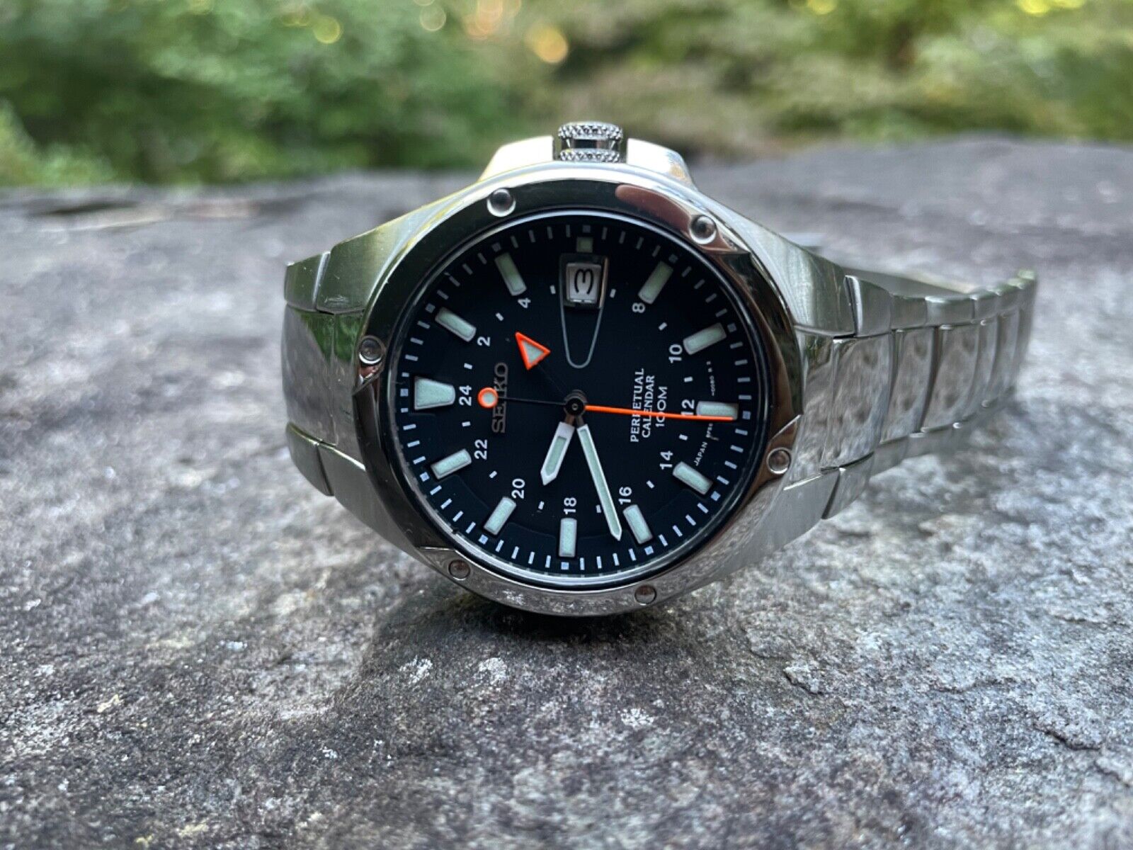 SEIKO Perpetual Calendar 100M Herrrenuhr, blaues Zifferblatt
