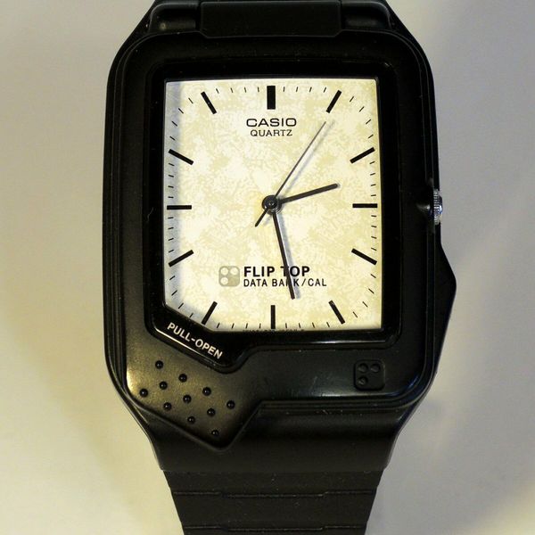 Casio FTP-30 (761) Flip-Top Analog + Data-Bank Rechner Uhr