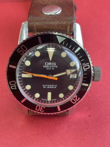 Vintage Rare ORIS EXECUTIVE 200m Automatic Diver Rotating Bazel