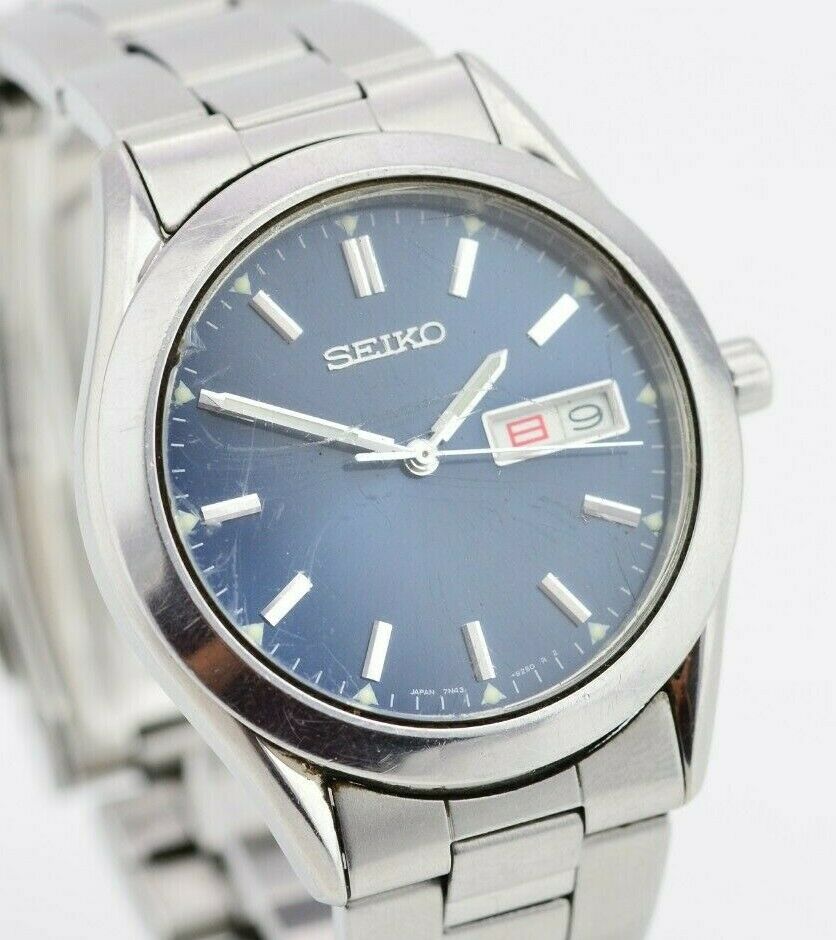 Vintage Seiko Analog Quartz Watch Blue Dial 7N43-9080 JDM Japan