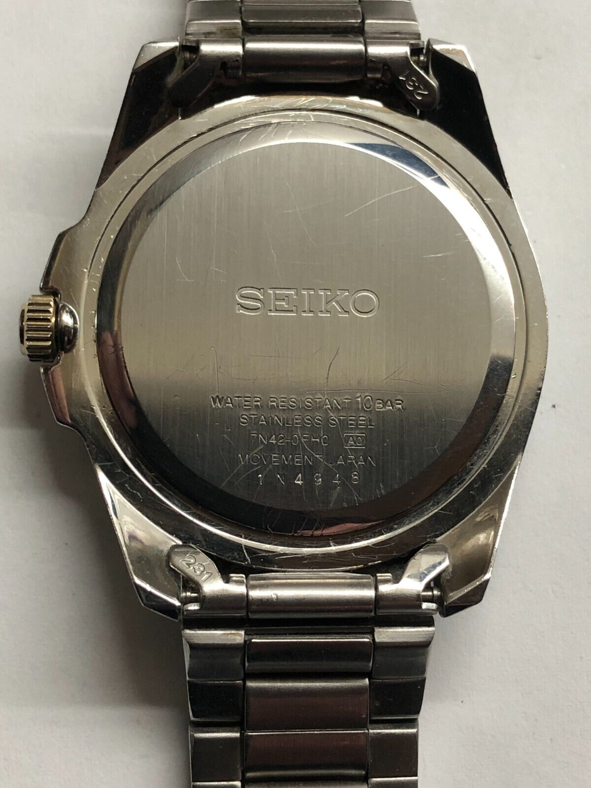 Seiko 7N42 0FH0 [A0] Mens 100M Quartz Watch, 1N4948, New Battery 