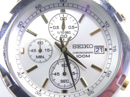 Mens Seiko Chronograph 4T57-00B0 stainless steel quartz wrist watch |  WatchCharts