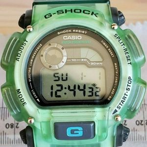 Vintage Casio G Shock Dw 9000 G Lide Module 1627 Wrist Watch Chronograph Green Watchcharts