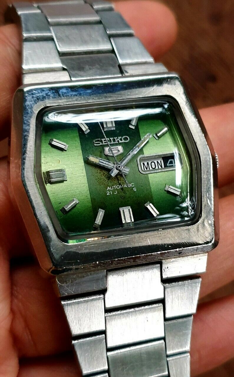 Seiko 5 Automatic 6119-5460 Hexagon Green Dial Vtg Nov 1973 Mens