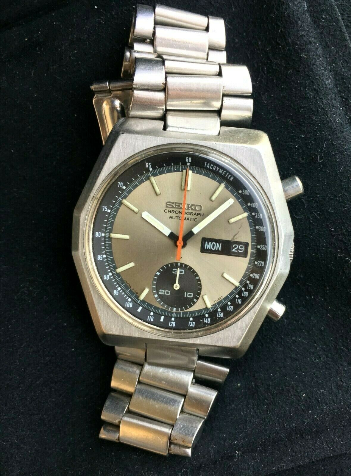 SEIKO 6139-7080 Vintage 1976 Chronograph Rare Hexagon Watch 