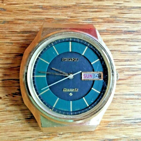 VINTAGE WORKING SEIKO 3823-7010 QUARTZ WATCH GOLD CASE GREEN/BLACK DIAL KS  ESTAT | WatchCharts