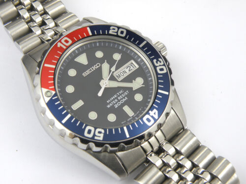 Men s Seiko 5M63 0A10 Pepsi Kinetic Professional Divers Watch