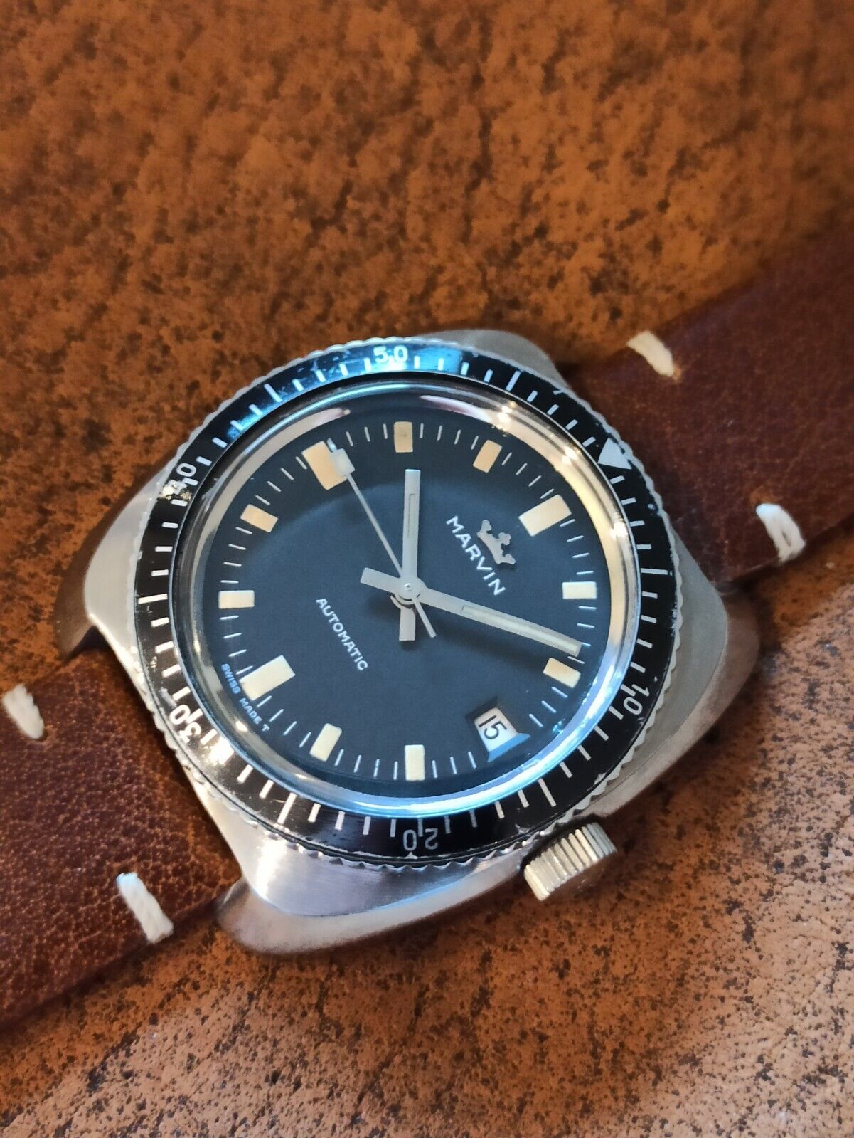 Raro Vintage Marvin Automatic Diver 580c | WatchCharts Marketplace