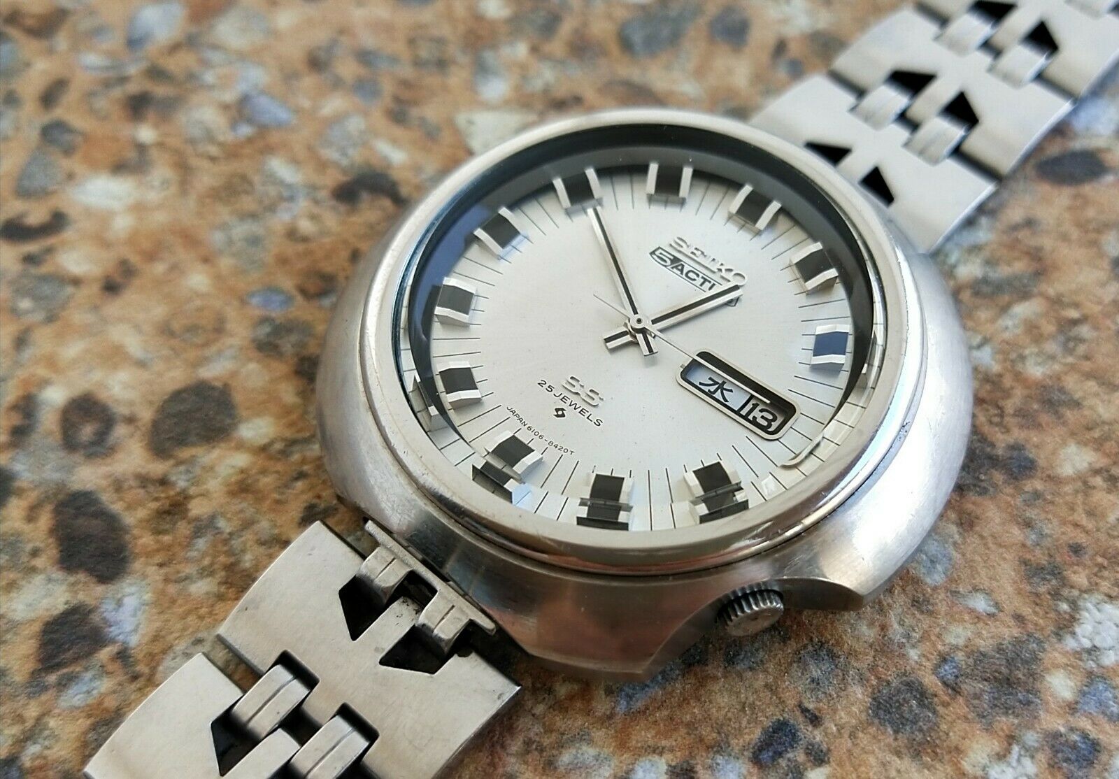 Rare Seiko Actus SS 25 Jewels 6106 8410 Kanji September 1969 44.5 
