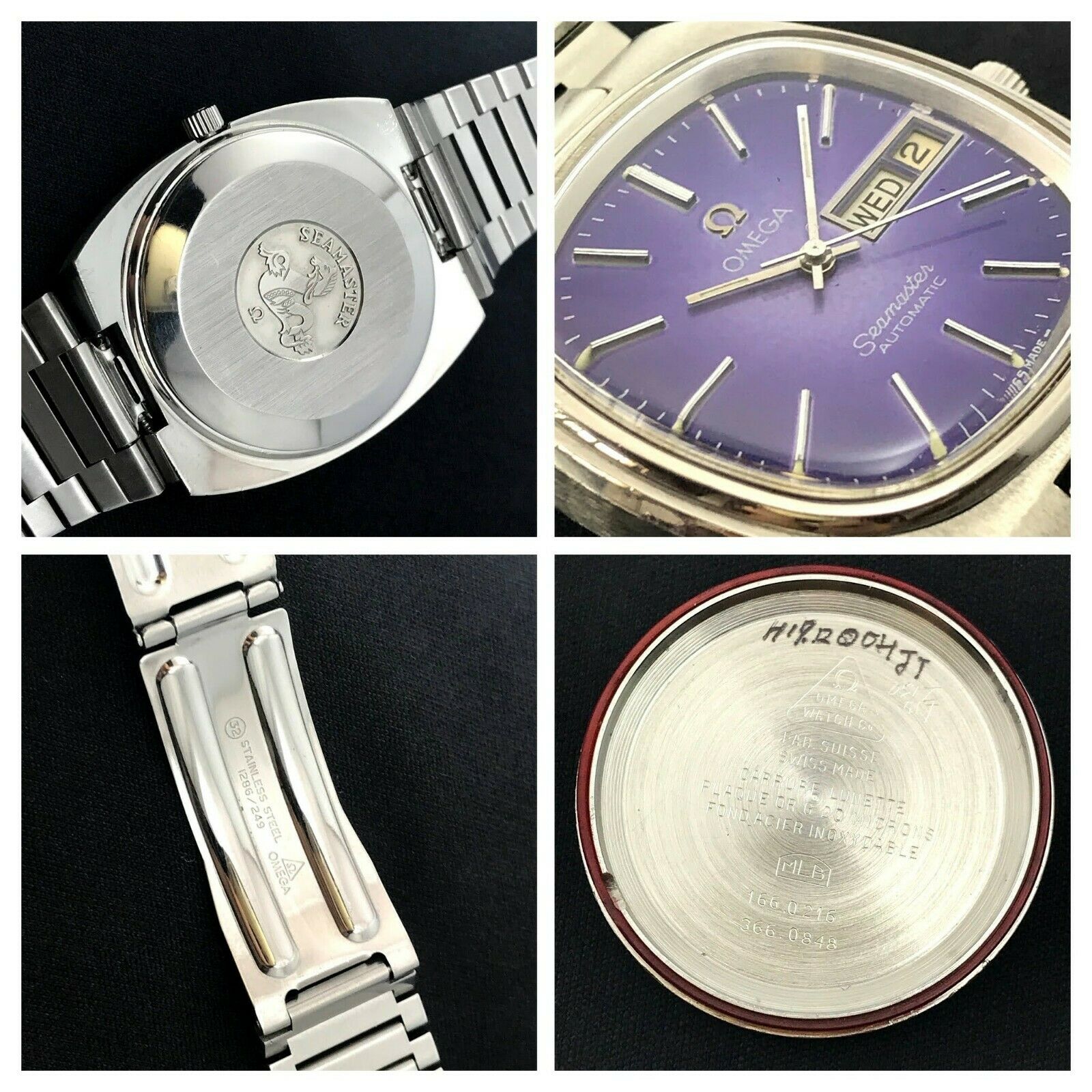 with Flaws] 1970's Vintage OMEGA Seamaster TV Screen 35mm Purple