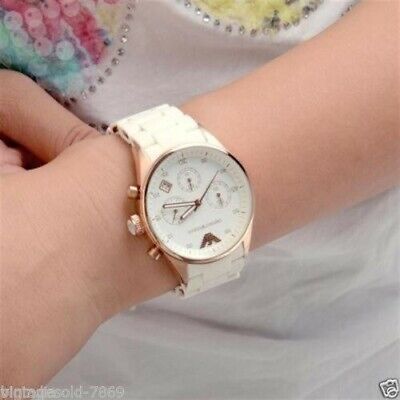 NEW EMPORIO ARMANI AR5920 WHITE ROSE GOLD WHITE SILICONE CHRONO WOMENS WATCH WatchCharts Marketplace