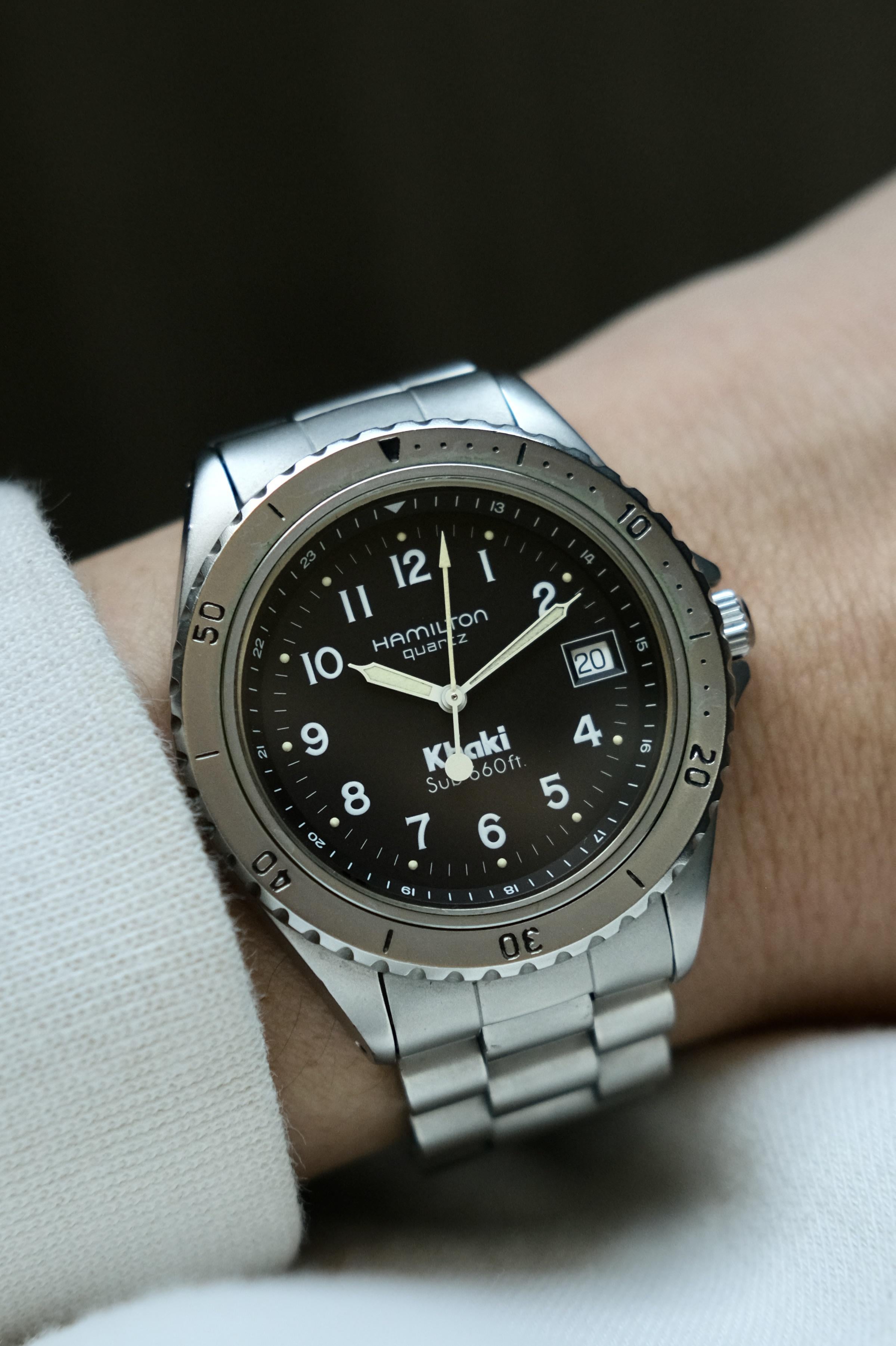 希少　Hamilton　Khaki　Sub660 1990s Hamilton Khaki Sub-660 Quartz Full-Set – Mecalco & Co.