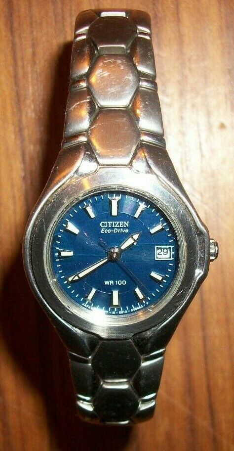 CITIZEN ECO-DRIVE E010-K16393 BLUE DIAL WOMEN display picture 2