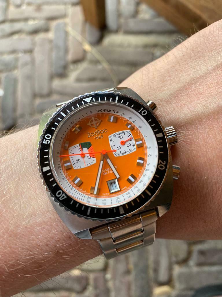 タン表革115ds、オレンジ芯白5、エメラルド5 ZODIAC SEA DRAGON CHRONOGRAPH WATCH ZO2209 SWISS MADE