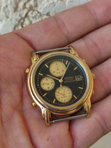 Vintage Seiko Chronograph Quartz 7T32-7B70 Mens seiko for repair 