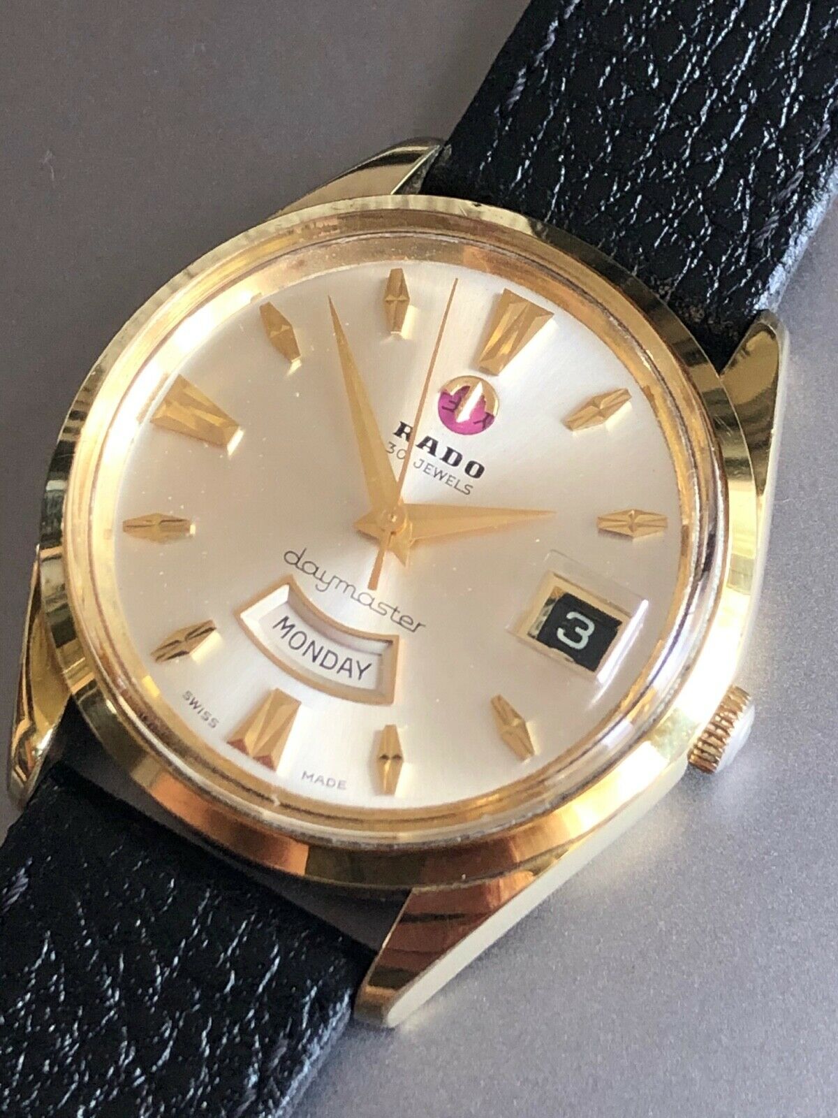 1960s Rado Daymaster 30 Jewel Gold Plated Automatic Watch