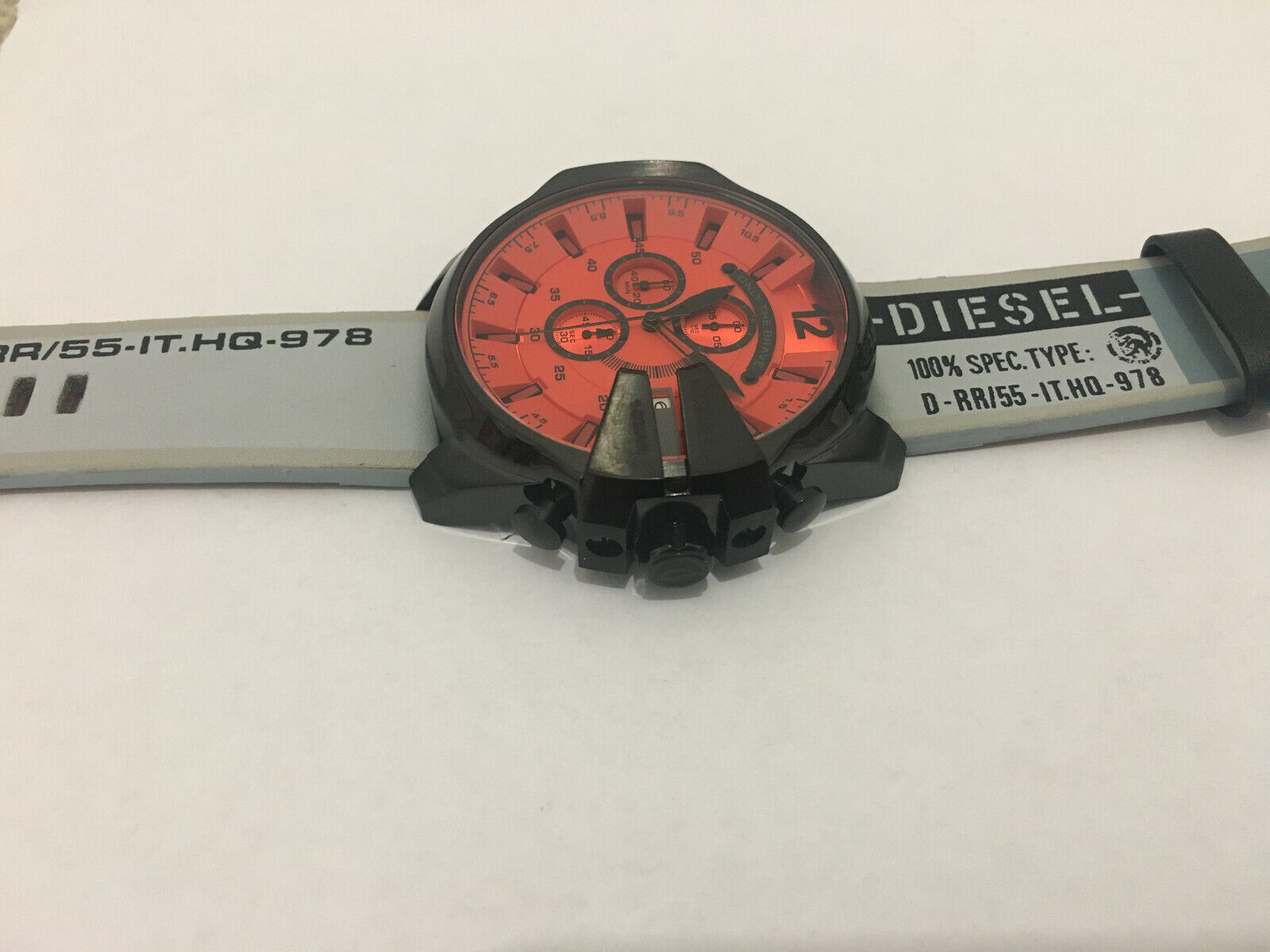Diesel Men's DZ4535 Mega Chief Grey Leather Orange Dial